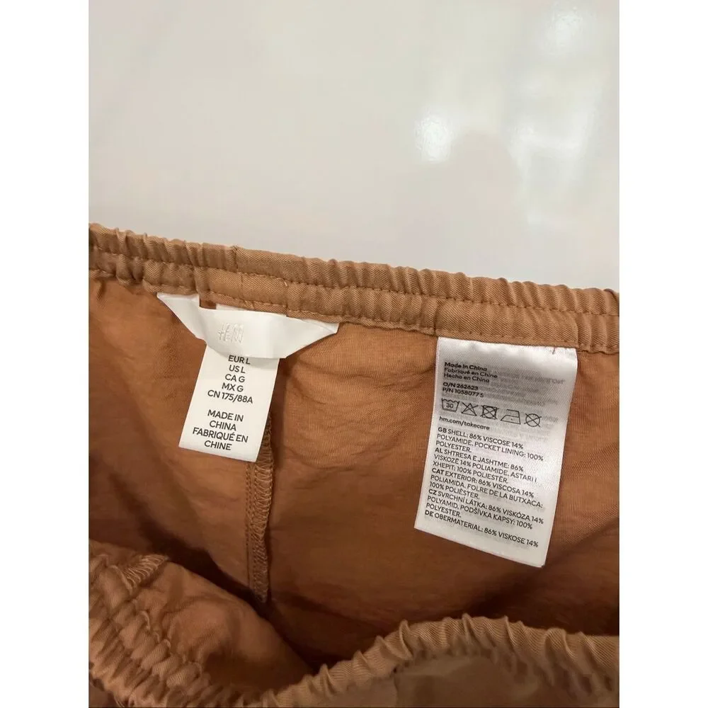 H&M Wide Leg Drawstring Pants Camel Size L